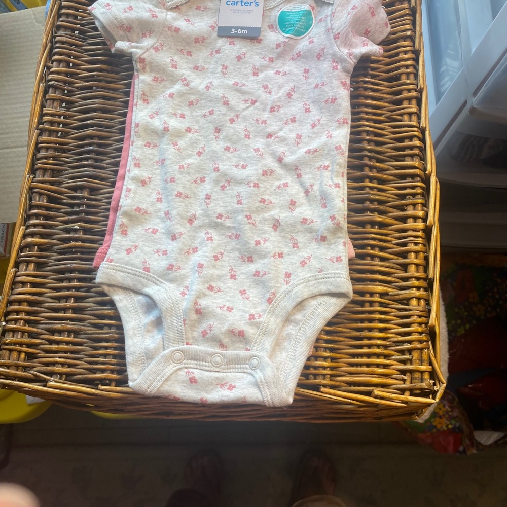Child of Mine by Carters Baby Girls 3PK Short Sleeve Bodysuits Pink Floral 3-6M